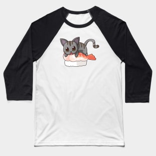 Grey Cat Shrimp Sushi Baseball T-Shirt